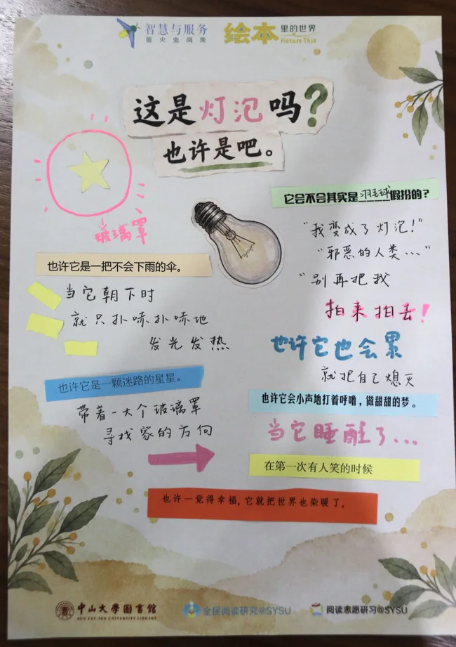 参与者作品：这是灯泡吗？灯泡、星星与手写文字的拼贴