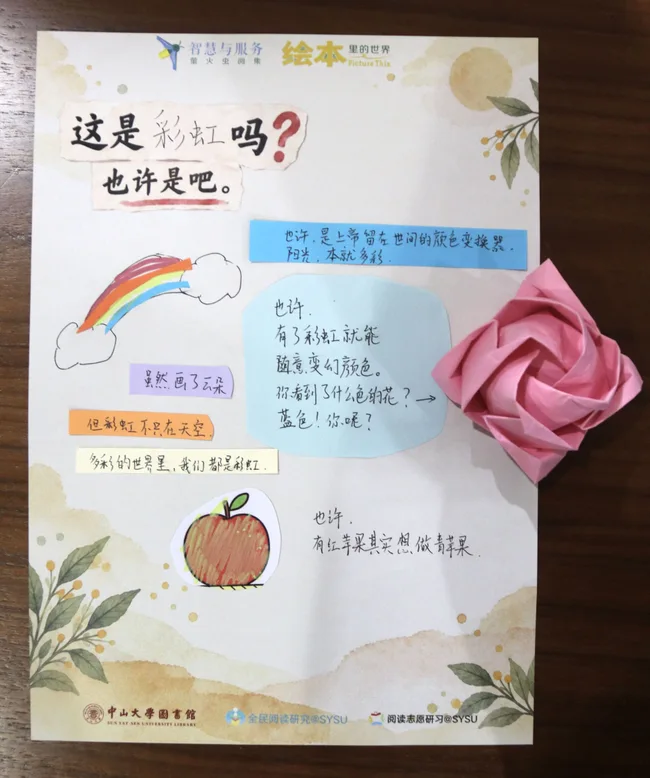 参与者作品：这是彩虹吗？手绘彩虹、苹果与立体粉色纸花