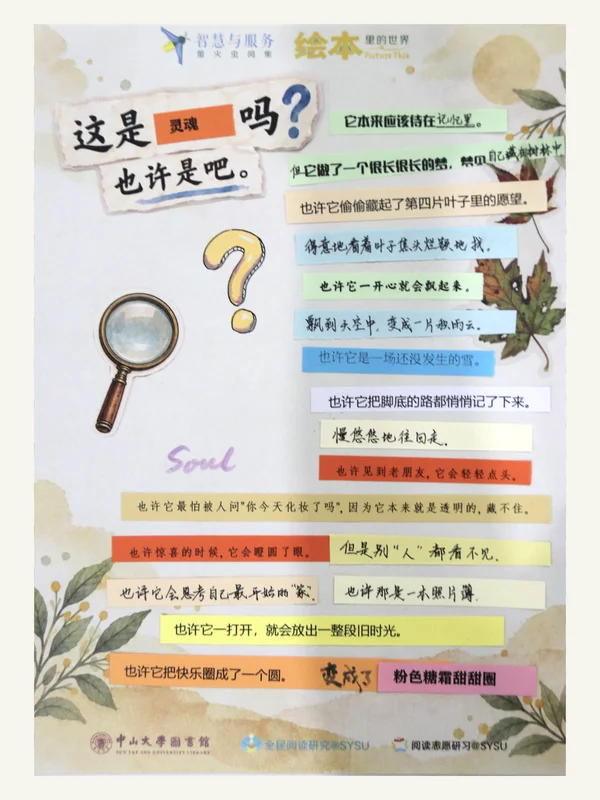 参与者作品:这是灵魂吗?放大镜、问号、秋叶与手写文字