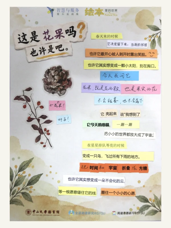 参与者作品：这是花果吗？花果和枝叶贴图与关于心愿的文字拼贴